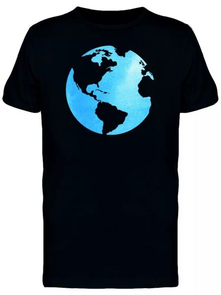 

blue watercolor earth tee men's -image by shutterstock, White;black