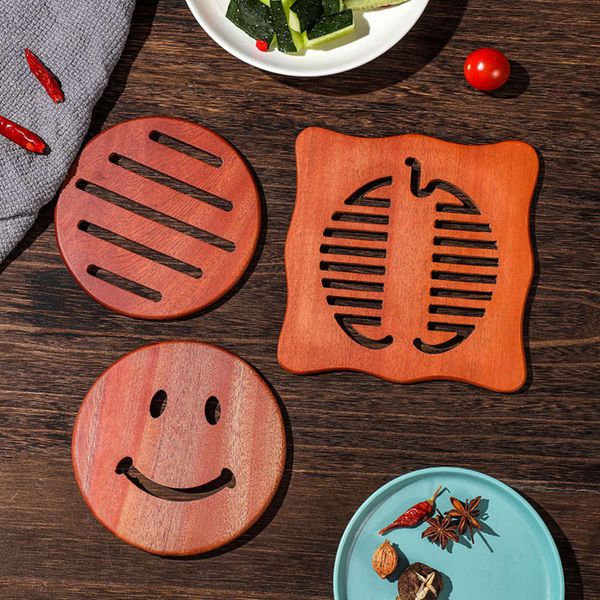 

creative ebony insulation mat wood meal cup wok coffee can be printed