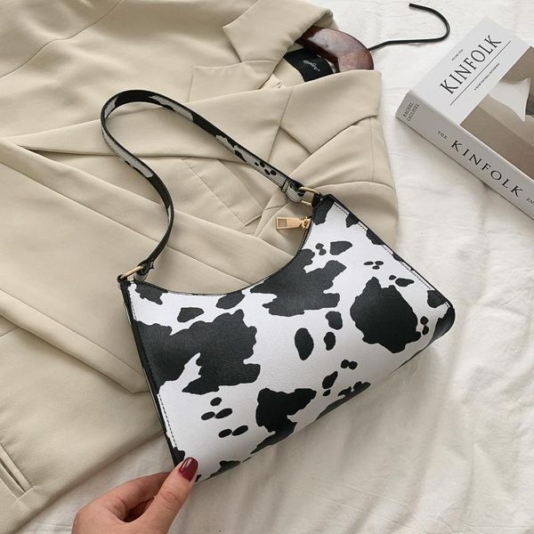 

evening bags qyahlybz cow armpit baguette bag handbag women's small bolsas leopard print summer