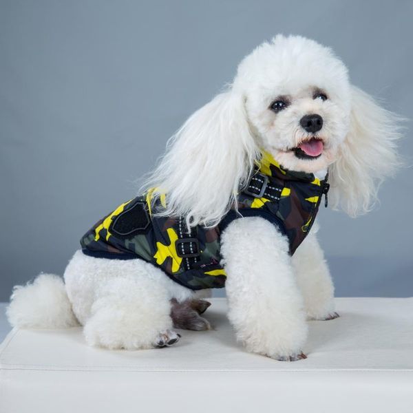 

dog apparel pet skiing costume waterproof sleeveless cotton padded vest with durable chest strap harness fashion autumn winter accessori