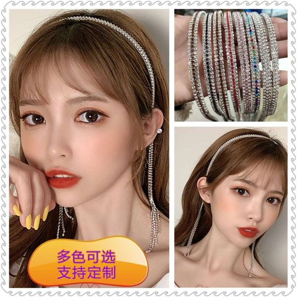 

fashion rhinestone hairband bright tassel drill headdress, Black;brown