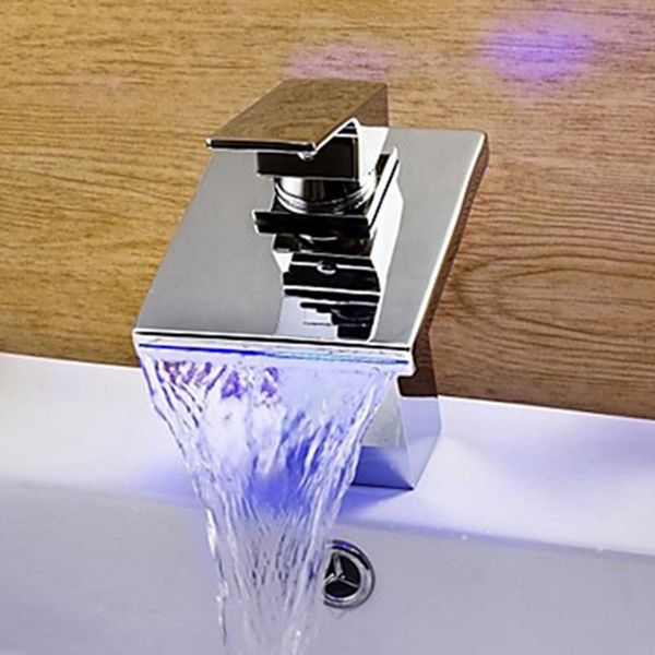 

light glass waterfall basin faucet good quality bathroom faucets &cold led square water tap sink
