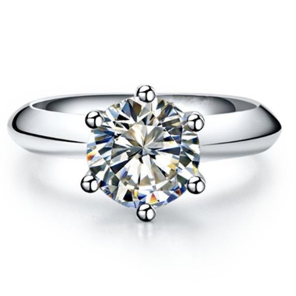 

cluster rings test positive brand engagement ring moissanite 6 prongs wedding women 2ct anniversary jewelry verify, Golden;silver