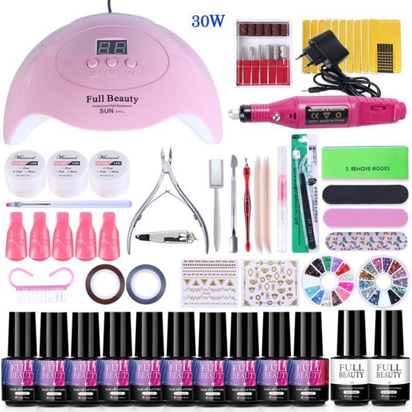 

nail set for manicure kit uv led lamp dryer with gel polish soak off varnishes electric drill machine art tools #15811