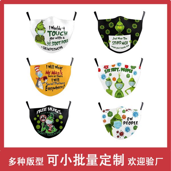 

geek christmas grinch printed mask dustproof washable cotton mask