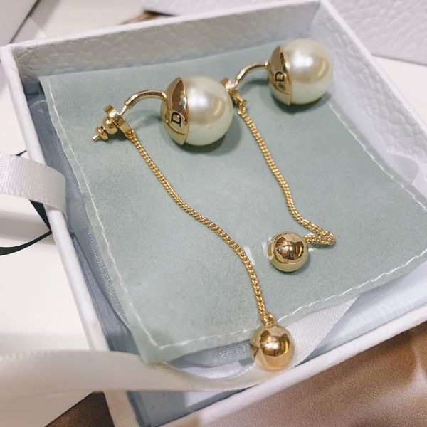 

luxury stud pearls earrings designer ladies brass gilded diamonds 925 silver needle classic style party gift for girlfriend counter quality, Golden;silver