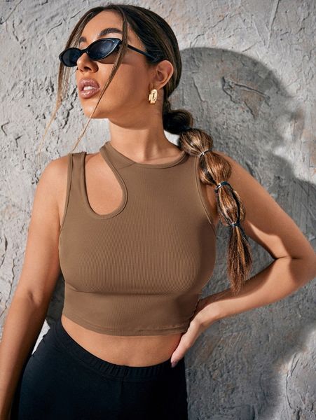 

asymmetrical neck rib-knit crop r8vv#, White