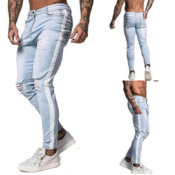 

men's pants man skinny jeans men denim trousers hip hop style casual biker jean male clothing summer slim fit fashion stretch, Black