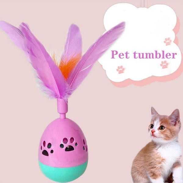 

cat toys pet tumbler interactive teaser toy with feathers for cats kitten
