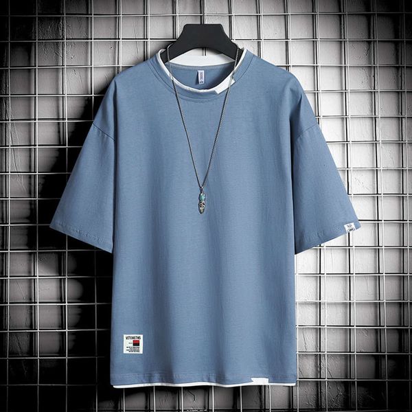 

t-shirts short summer solid color loose half sleeve t-shirt imitation cotton round neck simple base shirt men's wear lg34, White;black