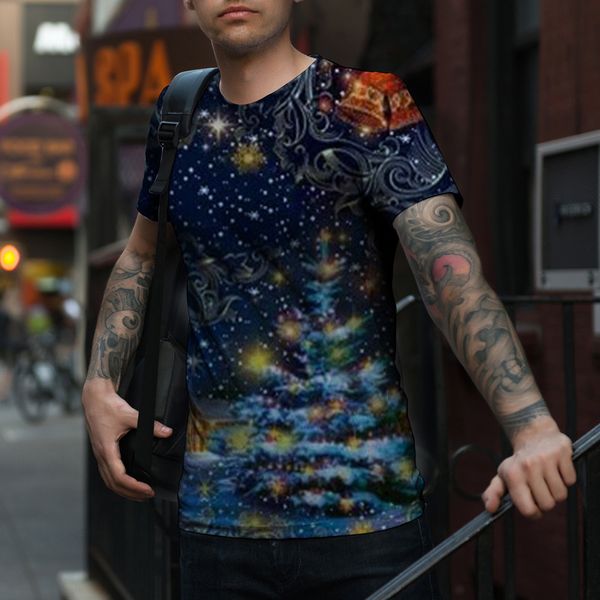 

men's christmas tree 3d printing fashion christmas short-sleeved breathable and beautiful, suitable for daily street shooting party tra, White;black