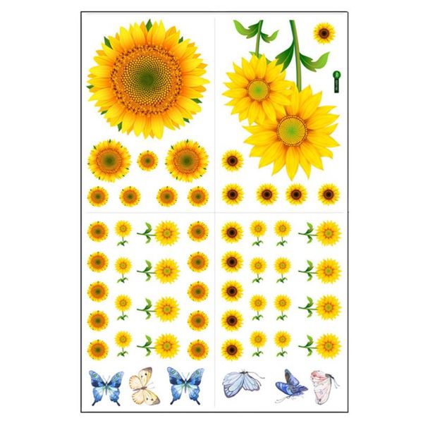 

wall stickers 4 sheets reusable sunflower decal diy flower sticker for kid's room