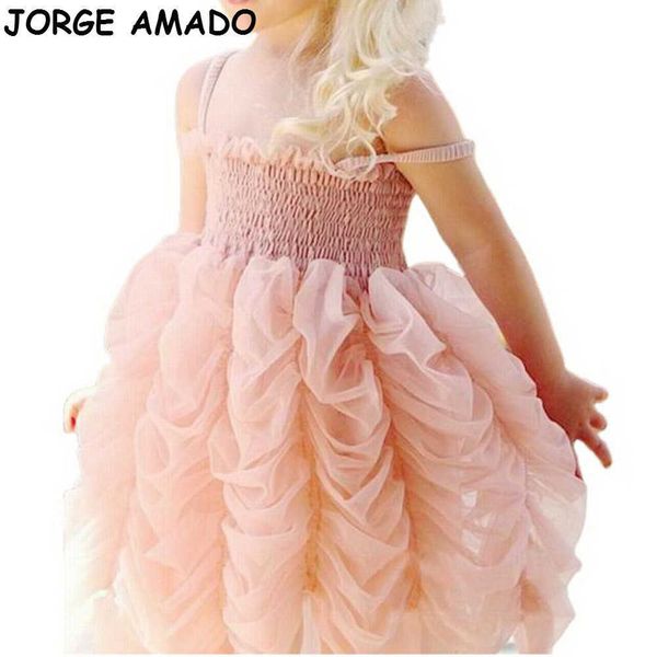

girls smocked dress pink tulle ballet slip children princess party for kid clothes e28128 210610, Red;yellow