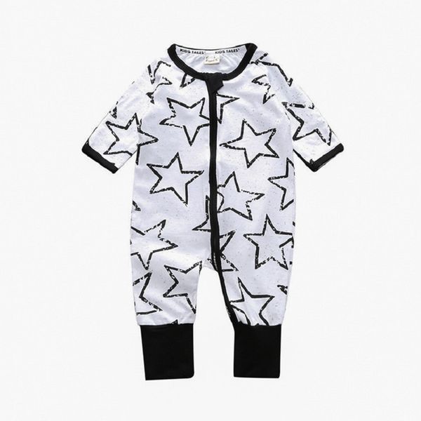 Estrela Zipper Recém-nascido roupas de uma peça bebê meninas romper meninos sleepwear jumpsuit de algodão pijama infantil bebe suave 210413