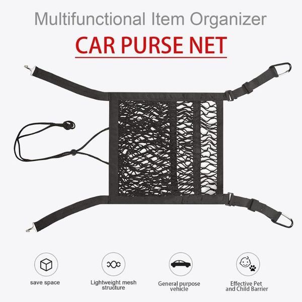 

car organizer interior trunk seat back elastic mesh net styling storage bag pocket cage grid holder accessories