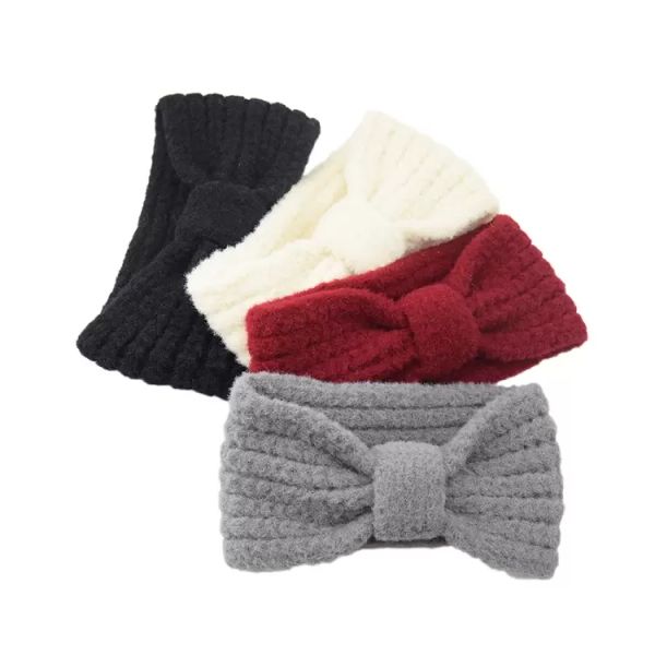 10 farben Winter Gestrickte Stirnband Haar Zubehör Frauen Wärmer Knoten Haarband Dame Häkeln Breite Stretch Headwrap Turbane