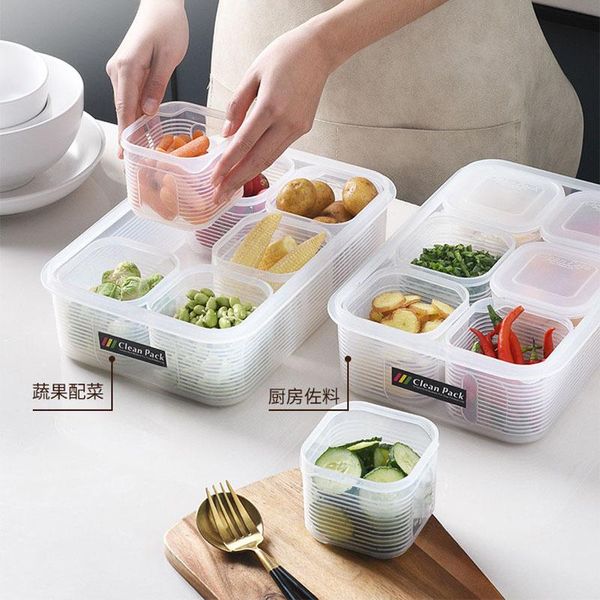 

kitchen transparent plastic storage box sealed jar grains beans vegetables organizer containers refrigerator fresh bottles & jars