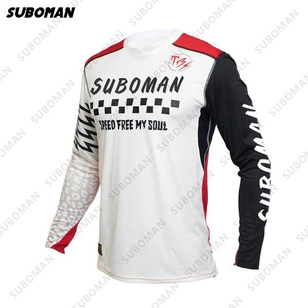 

racing jackets 2021 men's downhill jerseys suboman mountain bike mtb shirts offroad dh motorcycle jersey bmx motocross sportwear quick-, Black;red