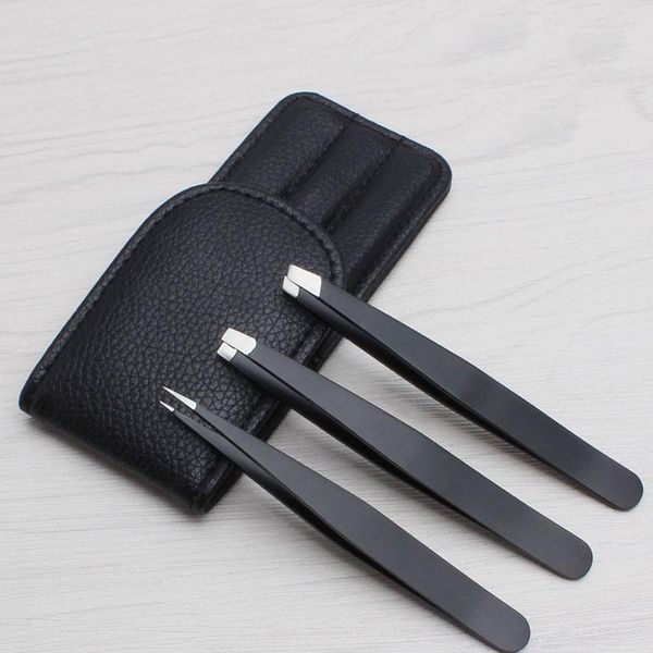 

eyebrow tools & stencils 3pcs kit stainless steel tweezers hair beauty remover professional slanted eyelash diy face care/eyelash removal