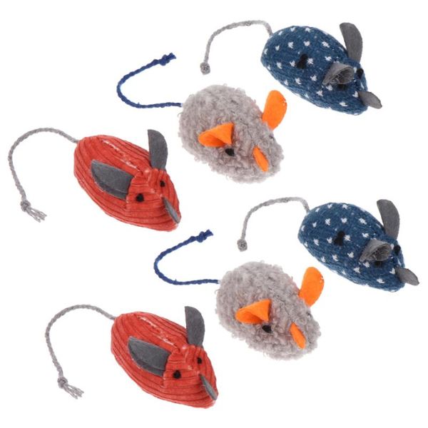 

cat toys 6pcs mice shape catnip pet chew plush kitten tooth grinding supply