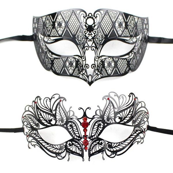 

other event & party supplies lovers men women couple venetian masquerade masks black metal mardi gras shows cosplay wedding mask set