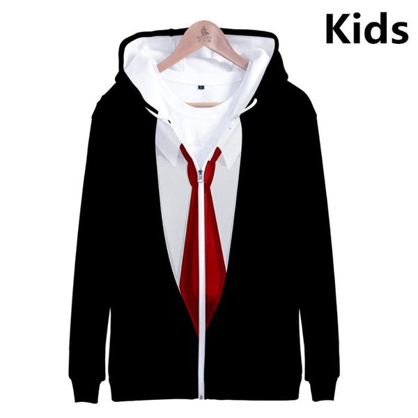 

men's hoodies & sweatshirts 3 to 14 years kids fake suit tie 3d print hoodie sweatshirt boys girls fashion long sleeve jacket coat chil, Black