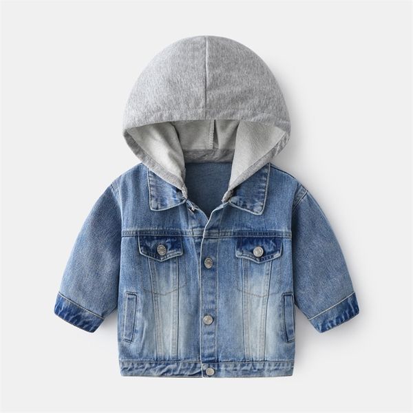 

lzh kids baby boys denim jacket autumn s for outerwear coats girls children clothing 211011, Blue;gray