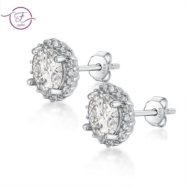 

stud 925 sterling silver earring 0.5-1 carat d color moissanite earrings for women luxury wedding ear jewelry, Golden;silver