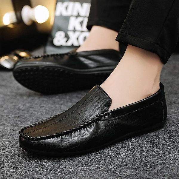 

dress shoes man loafers luxury 2021 casual for men boat handmade slipon driving male moccasins zapatos, Black