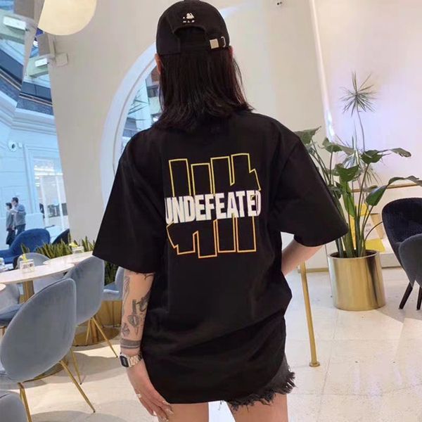 

undefeated men's t shirt tide hip-hop skateboard five bars crayons painted pure cotton round neck short sleeve casual couple t-shirt de, White;black