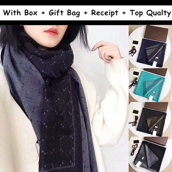 

2021 for gift with box gift bag receipt tag scarfs for women men winter designers mens scarf pashmina wool cashmere warm fashion scarves, Blue;gray