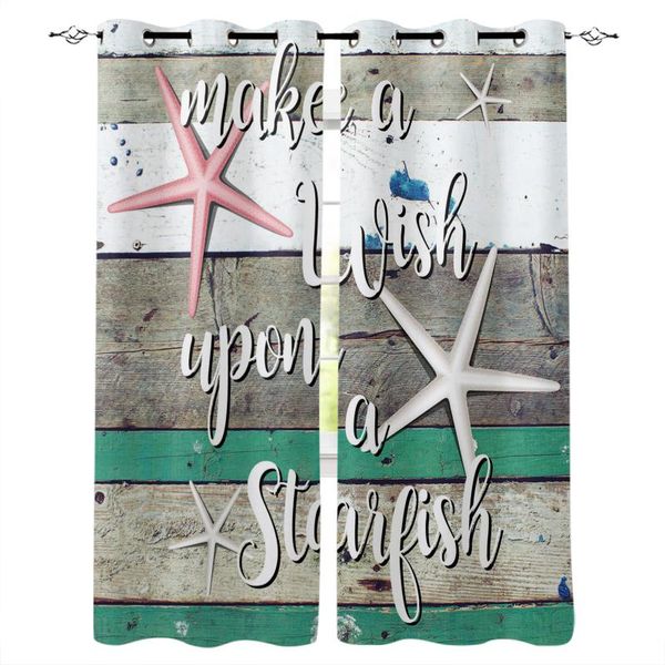 

wood grain retro starfish curtains for bedroom living room modern kitchen windows curtain home decoration drapes &