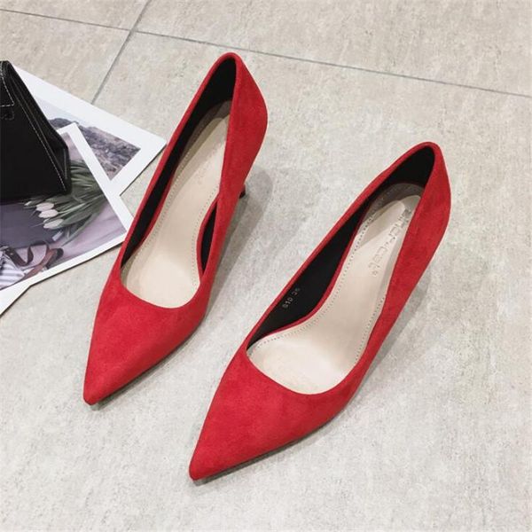 

dress shoes women's high heels pumps 6-8cm 2021 female party shoe ladies stiletto pointed fashion zapatos de mujer, Black