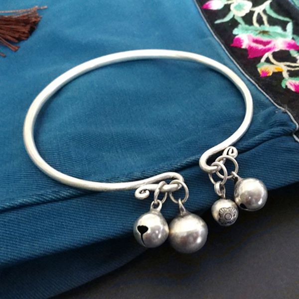 

miao silver bracelet antique anklet with bell, Red;blue
