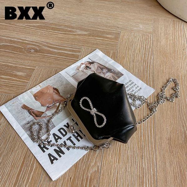 

[bxx] ladies vintage pu leather bow bags women 2021 fashion chain shoulder hand bag lady trend handbags and purses cb876 cross body