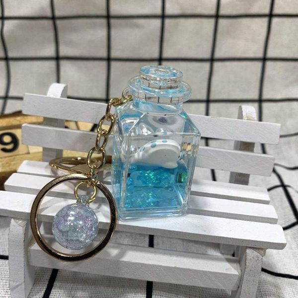 

keychains fashion stereo key ring floating ocean doll creative water world animal keychain transparent cute handbag car pendant, Silver