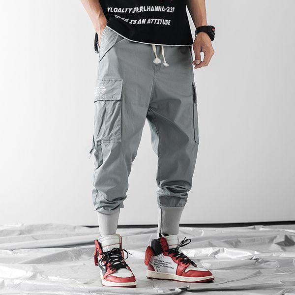 

streetwear tactic cargo pants from vintage hip hop khaki joggers men's sweatpants abz458, Black