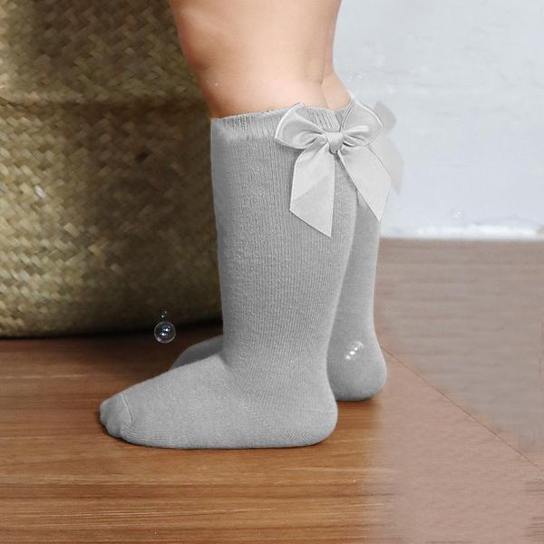 

socks cute bows baby summer autumn princess girls knee high solid color kids toddler long 0-5year, Pink;yellow