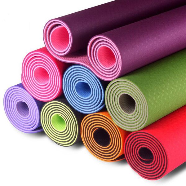 

6mm thick two-side colors tpe environmental tasteless anti-skid yoga mat mats