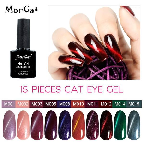 

morcat 15pcs nail gel polish 3d cat eye uv soak off chameleon magnetic varnishes manicure lacquer magnet1, Red;pink