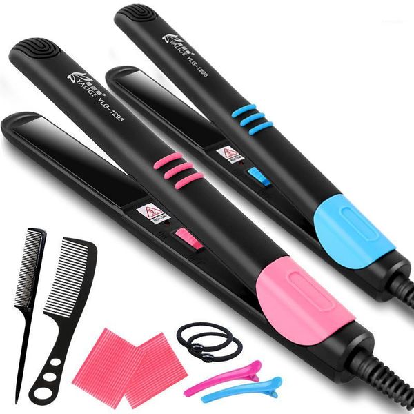 

mini hair curler straightener portable comb small perm dual-use straightening curling iron styling tools1, Black