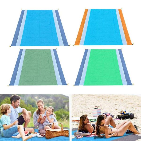 

210x200cm color block waterproof folding picnic camping tent mat beach blanket outdoor pads