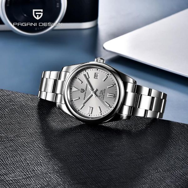 

wristwatches pagani design 2021 low-key simple men automatic mechanical watch stainless steel sapphire waterproof relogio masculino, Slivery;brown