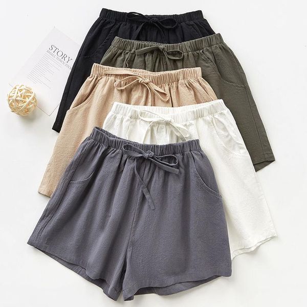 

women's shorts women summer loose casual pants linen sports ropa mujer, White;black