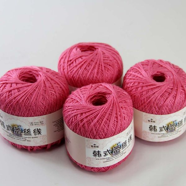 

sale 4ballsx50g soft 100% cotton 1-ply or lace yarn crocheted 16103-4 berry pink, Black;white