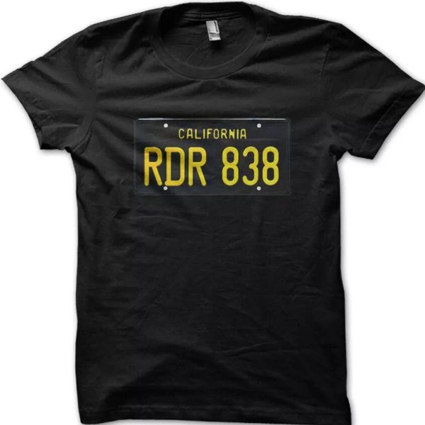 

steve mcqueen 68 bullitt dodge charger license plate rdr838 cotton t-shirt 9041, White;black