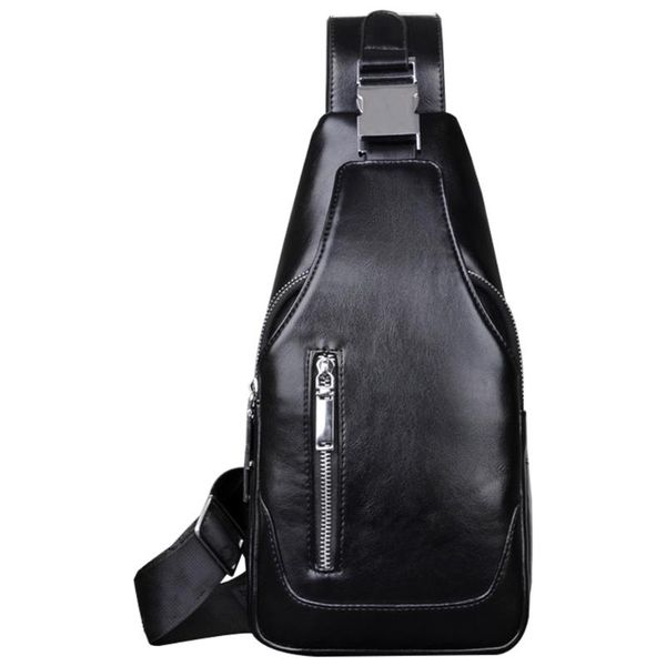 

waist bags single shoulder zipper pu leather casual daypack outdoor usb fashion one with charging hole cross body men chest bag