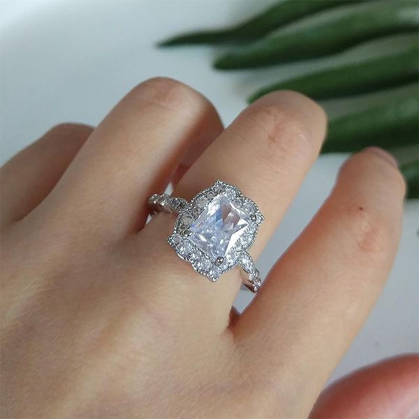 

wedding rings zakol fashion luxury crystal engagement ring for women white cubic zirconia silver color trend female jewerly, Slivery;golden