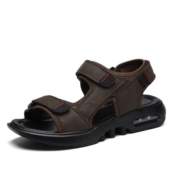 

sandals sandalen leather deportivas genuine flops hombre sandalet size erkek shoes sandale para sandali flip man playa wear sandalle en, Black