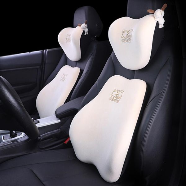 

seat cushions flannel car headrest pillow auto head support lumbar relieve pain at work slow rebound guard